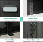 Domi 8x10FT Resin Outdoor Storage Shed with Lockable Door, Waterproof Outside Sheds with Windows & Vents, Heavy-Duty Plastic Tool Storage Shed for Patio Furniture, Lawn Mower, Bike