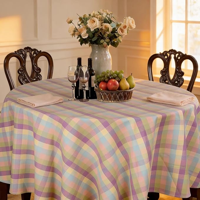Urban Villa Tablecloth Cotton Tabletop 70 RD (4 Seats) Easter Checks