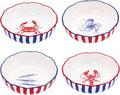 Bico Ocean Wonders Scalloped Pasta Bowls, 36oz Salad Bowl Set of 4, Large Ceramic Serving Dinner Bowls for Soup and Cereal, Microwave and Dishwasher Safe, Gift for Housewarming and Holiday