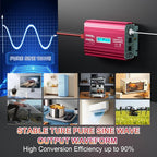 1500 Watt Pure Sine Wave Inverter 12V to 110V 120V AC 3100W Surge Peak Power for 2 Seconds Remote Control PD36W USB-C Compatible with Lithium Battery Starlink for Off-Grid Solar RV Car Home LEESKY