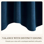 Navy Blue Valance for Windows Scalloped 52x18 Inch 1 Panel | Kitchen Valance Curtains for Small Windows, Classic Rod Pocket Window Drapes for Dining Room, Bathroom, Basement