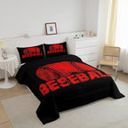 Erosebridal Kids Baseball Twin Size Bedding Set Red Black Sports Comforter Set for Boys Girls Teen,Reversible Black Quilt Comforter Soft Lightweight for All Season,1 Comforter and 1 Pillow Case
