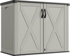 Greesum Outdoor Storage Cabinet, 25 Cu.Ft Deck Box Without Shelves, Waterproof Plastic Storage Bin for Patio Cushions, Gardening Tools, Lockable and Sidehandles, UV Resistant, Beige