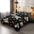 Erosebridal Koala Comforter Set, Kids Rainbow Bedding Set Full Size Flower Love Heart Duvet Sets for Girls Boys Children Cute Animal Cartoon Down Comforter 3 Pieces with 2 Pillow Cases, Black