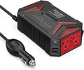 BESTEK Pure Sine Wave Power Inverter - 300W Car Plug in Charger Outlet DC 12V to 110V AC - Cigarette Lighter Adapter with 4.8A Dual USB Fast Charging Ports for Laptop - Aluminum Housing - Black