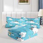 Cat Comforter King Size,Blue Cloud Cats Comforter Set for Kids Teens Girls Boys,3Pcs Bedding Set Printed Comforter with 2 Pillowcases,Down Alternative,Soft and Lightweight，King Size