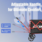 EchoSmile Collapsible Folding Wagon Cart 360lbs, Heavy Duty Garden Utility Cart with All Terrain Wheels, Large Capacity Outdoor Wagon for Camping, Beach, Shopping, Picnic (Black Red)