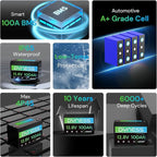 12V 100Ah LiFePO4 Battery BCI Group 31 Lithium Battery with Low-Temp Cut Off Protection, A+ Grade Cell Built-in 100A BMS, Perfect for RV, Solar System, Off-Grid, Home Energy Storage