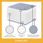 Delta Children Brooks 6-in-1 Convertible Crib, Midnight Grey + Simmons Kids Quiet Nights Breathable Crib Mattress with Removable/Machine Washable Cover (Bundle)