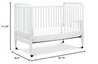 DaVinci Jenny Lind 3-in-1 Convertible Crib in White, Removable Wheels, Greenguard Gold (Mattress Not Included)