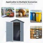 4x6ft Outdoor Storage Shed, Resin Patio Furniture Storage with Lockable Door, All-Weather，Garden Shed Kit with Reinforced Floor & Natural Light Window，UV Protection， (Gray, 4x6ft)