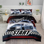 Axolotl Race Car Comforter Set Full Size,Extreme Sports Bedding Set for Boys Teens Kids Girls Room Decor,Cool Speed Luxury Car Quilt Bed Set with 1 Comforter 2 Pillowcases Car Racing Gifts