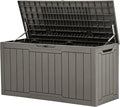 YITAHOME 80-Gallon Waterproof Resin Outdoor Storage Box, Lockable Storage Container for Outdoor Furniture, Cushion Storage, Pool Accessories, Garden Tools and Sporting Gear, Taupe