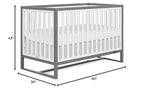 Arlo 5-in-1 Convertible Crib in Steel Grey and White, JPMA Certified, 3 Mattress Height Settings, Non-Toxic Finish, Made of Sustainable and Sturdy Pinewood
