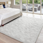 5x8 Large Area Rugs for Living Room, Super Soft Fluffy Modern Bedroom Rug, Cream White Indoor Shag Fuzzy Carpets for Girls Kids Nursery Room Home Decor