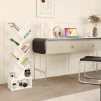 YMYNY 6 Tier Tree Bookshelf, Tall Bookcase, Wood Book Storage Rack with Drawer, Modern Floor Standing Book Shelf for Books/Movies/CDs, Utility Organizer for Living Room, Home Office, White UHBC016W