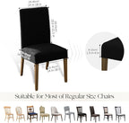 MOSAYT 100% Waterproof Dining Room Chair Covers Set of 6, Super Fit Stretch Jacquard Parson Chairs Slipcovers Removable Washable Chair Seat Protectors for Home, Kitchen, Banquet (Black)