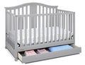 Graco Solano 4-in-1 Convertible Crib with Drawer (Pebble Gray) – GREENGUARD Gold Certified, Crib with Drawer Combo, Includes Full-Size Nursery Storage Drawer, Converts to Toddler Bed and Full-Size Bed