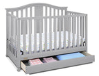 Graco Solano 4-in-1 Convertible Crib with Drawer (Pebble Gray) – GREENGUARD Gold Certified, Crib with Drawer Combo, Includes Full-Size Nursery Storage Drawer, Converts to Toddler Bed and Full-Size Bed