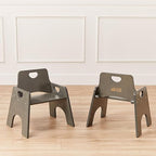 ECR4Kids Stackable Wooden Toddler Chair, 10in, Kids Furniture, Grey Wash, 2-Pack