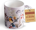 Maison d' Hermine Coffee Mug with Handles Tea Cups (15 Ounce, Pack of 1) | Fine Bone China Coffee Mugs for Hot Beverages Cappuccino Latte Home Restaurant Spring Summer -Equinoxe - Grey - Sparrows
