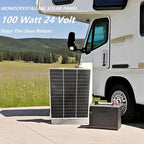2pcs 100 Watt Monocrystalline Solar Panel High Efficiency 24V Solar Panel for RV, Camping, Off-Grid, Waterproof, Durable Outdoor Solar Charger for Emergency Power