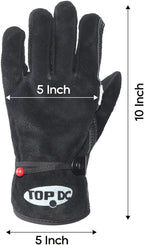 TOPDC Leather Work Gloves for Men or Women, Cowhide Leather Gloves for Gardening, Tig/Mig Welding, Chainsaw, Farm, Ranch, Reinforced Palm, Adjustable Cuff, Cotton Lining, Firm Grip & Durable, L