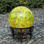 Gazing Ball 10 inch Colorful Glass Gazing Ball for Garden Decor, Indoor Outdoor Glass Gazing Globe Yard Decoration, Yellow