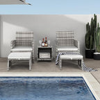 Outvita 5 Pieces Patio Furniture Set, Outdoor Rattan Sectional Sofa Conversation Sets with Coffee Table, Single Sofa and Ottoman for Garden Backyard Balcony Porch Poolside(Gray Gradient)