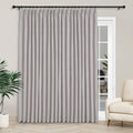 Macochico 120”Wx102”L 100% Blackout Linen Curtains Pinch Pleated Thermal Panels for Sliding Door Bedroom Living Room Farmhouse Shabby Chic Browish Grey Burlap Curtains with Tieback 1 Panel