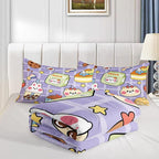 Kawaii Bear Comforter Set for Kids Teens Girls Women,Purple Bear Kids Comforter,1 Comforter with 2 Pillowcase, Microfiber 3 Piece Bedding Set,for All Seasons(Purple，King Size)