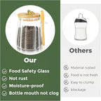 holoith Sugar Jar with Lid and Spoon,24oz Large Glass Spice Jars | Coffee Bar Decor Accessories Food Storage Containers Home Essentials
