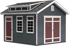 Handy Home Products Designer 12x10 Wooden Storage Shed with Dormer, Windows, and Floor Kit- Paint and Shingles not Included