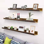 Giftgarden 47 Inch Long Floating Shelves for Wall, Rustic Picture Ledge Large Shelf for Living Room Bedroom Bathroom Kitchen, Set of 3 Different Sizes