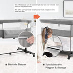 Bedside Crib,3 in 1 Baby Crib Adjustable Portable Bed for Infant,Baby Bassinet with Mosquito net Baby Newborn Must Have Bed,Grey