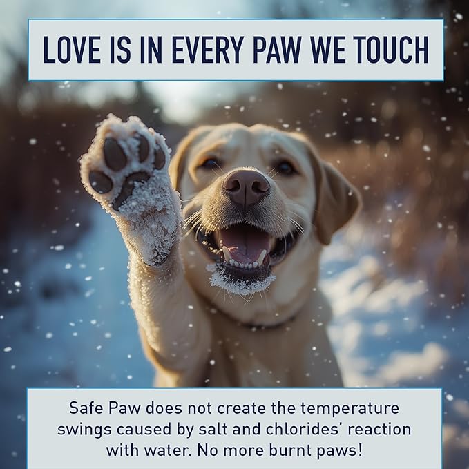 Safe Paw, Dog/Child/Plant Pet Safe Ice Melt with Traction Agent, 8lb, 100% Salt-Free/Chloride-Free, Non-Toxic, No Concrete Damage, Fast Acting, Lasts 3X Longer