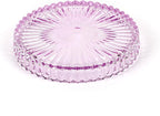 Modern Clear Coaster Set of 5- Glass Coasters for Drinks, Clear Purple | Crystal Coasters Round Cup Mat Coffee Table Decor for Office, Kitchen, Bar, Dining Room, Living Room, Patio