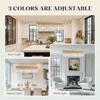 Modern Gold Crystal Chandelier,Rectangular K9 Crystal Raindrop Light Fixture,6 Light Rectangle Chandeliers for Dining Room Living Room Kitchen Island L31.5''xW10''xH10''