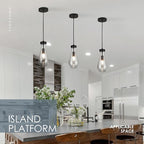 Raindrop Pendant Light Fixtures Set of 3, Black Glass Pendant Lighting, Hand BlownTeardrops Modern Hanging Light for Entryway Foyer Kitchen Island Dining Living Room Hallway