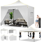 COBIZI Canopy Tent 10x10 Pop Up Canopy, Easy Setup Canopy with Sidewalls Waterproof & UPF 50+, Heavy Duty Commercial Instant Craft Fair Tent for Party, Event, Vendor, Farmer Market(White)