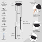 Modern Led Chandelier - Adjustable Black Lighting Fixture for High Ceiling, Suitable for Living Room, Staircase, Villa