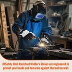 JKSafety Welding Gloves for Men,932°F Heat Resistant Gloves Mitts for Welders,Stick,Tig,Mig,Forge,Oven,Fireplace,Furnace