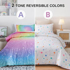Holawakaka Tie Dye Constellation Print Rainbow Ombre Comforter Set Full Size Girls Boys Gradient Galaxy Bedding Sets Teens Boho Bed Set(Multi,Full)
