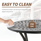 Cast Aluminum Patio Dining Set, Outdoor Bistro Set, 31.5"" Round Patio Table with Umbrella Hole, 2 Patio Chairs for Yard Porch Garden Balcony, Bronze 4