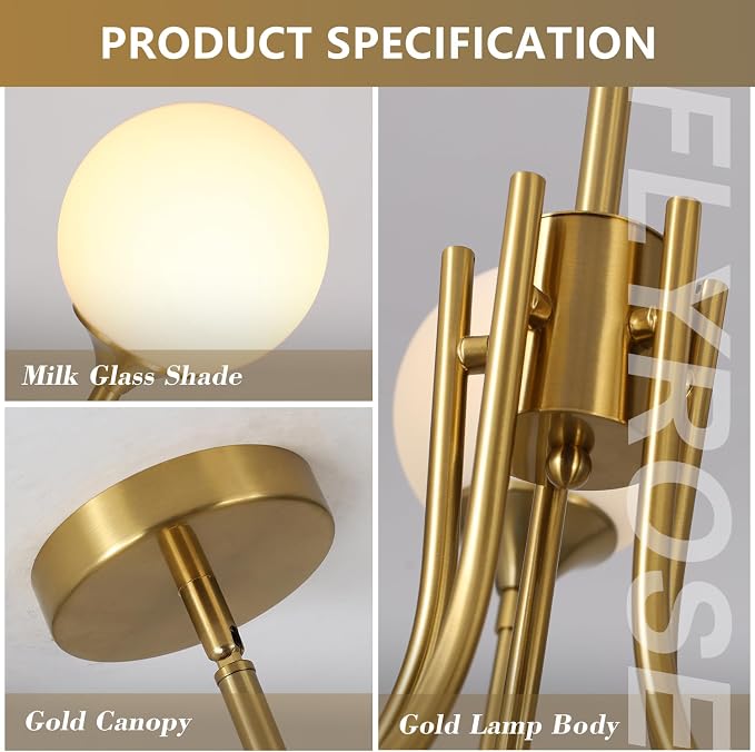 5 Light White Globe Chandelier Small Milk Glass Chandelier Gold Sputnik Ceiling Light Fixture MCM Dining Room Light Fixture Vintage Kitchen Pendant Lights