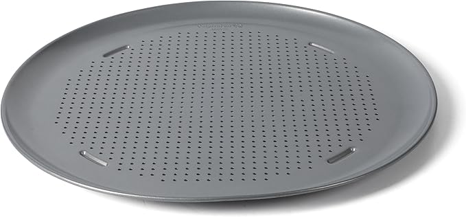 Calphalon Titan Steel Pizza Pan, 16-Inch Nonstick Pizza Pan For Oven, Pizza Baking Tray PFA Free, Heavy Duty Carbon Steel Bakeware for Even Heating, for Crisp Crust, Flatbreads, Baking