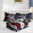 Axolotl Dirt Bike Comforter Set Twin,American Flag Bedding Set,Motocross Comforter Set,White Red Stripes Stars Comforter Set,Motorcycle Racer Comforter for Boys Kids Teens Men,1 Quilt 2 Pillowcases