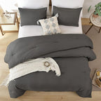 ROSGONIA California King Comforter Set Charcoal Gray,3pcs(1 Dark Grey Cal King Comforter & 2 Pillowcases) Ligfhtweight Bedding Bedspread Blanket Quilt