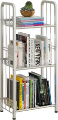 Bookshelf Storage Shelf Small Bookcase Freestanding Storage Stand for Living Room, Bedroom, Kitchen Rust Resistance, Easy Assembly Free Combination Multi-Functional Organizer (3 Tiers, White)