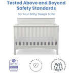 Delta Children Fancy 4-in-1 Crib, Bianca + Serta Perfect Slumber Dual Sided Recycled Fiber Core Crib and Toddler Mattress (Bundle)